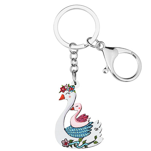 Porte-clés en acrylique blanc en forme de canards nageurs