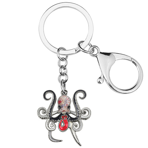 Porte-clés en alliage émaillé motif floral, mignon, tentacule de mer, pieuvre