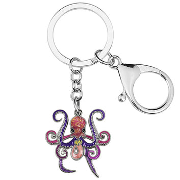 Porte-clés en alliage émaillé motif floral, mignon, tentacule de mer, pieuvre