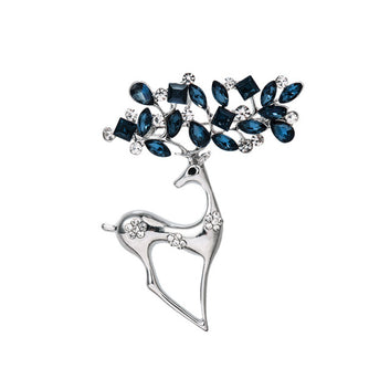 Broche vintage en cristal et strass représentant un cerf de Noël