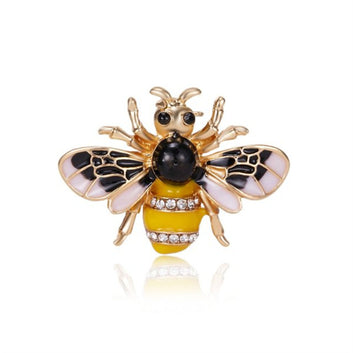 Elegante broche de abeja perlada, lindos broches de abeja esmaltados, broches de insectos voladores