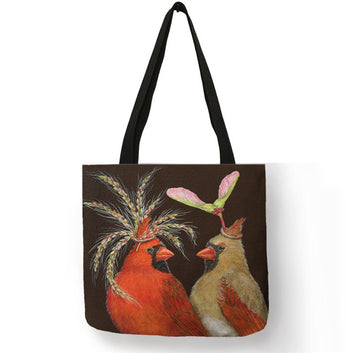 Sac de courses réutilisable avec imprimé peinture à l'huile « Creative Crown Birds »