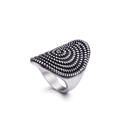 Vintage Black Oval Stainless Steel Ring
