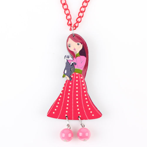 Colorful Figure Acrylic Fairy Wings Long Chain Necklace
