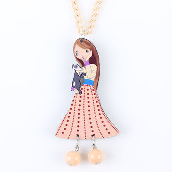 Colorful Figure Acrylic Fairy Wings Long Chain Necklace