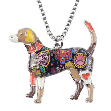 Statement Metal Alloy Enamel Beagle Choker Necklace