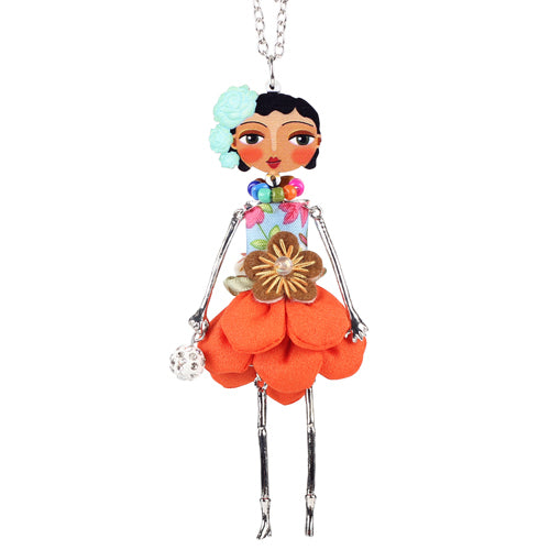 Collar de muñeca, vestido, hecho a mano, París, colgante de muñeca, moda, aleación, niña, flor, joyería de moda