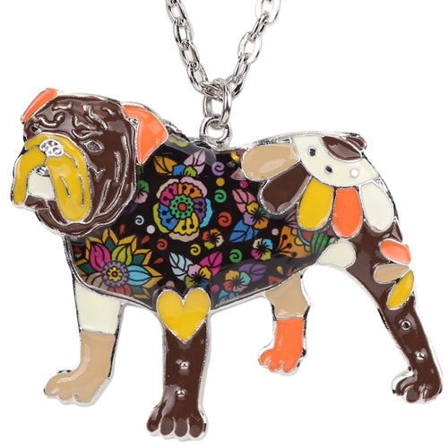 Statement Enamel English British Bulldog Bull Terrier Necklace