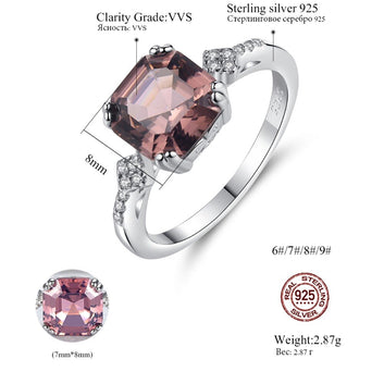 925 Silver Sterling Gemstone Created Morganite Ring