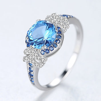 925 Sterling Silver Sapphire Gemstone Engagement Ring